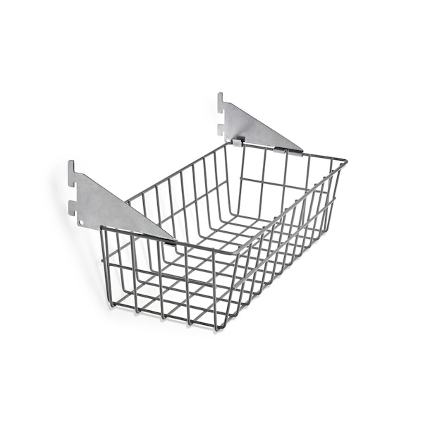 Triton Products Wire Basket W/ Lock-On Hanging Brackets, Epoxy Coated Steel, Gray, 15" W x 4" H x 6-1/2" D 1775 - main